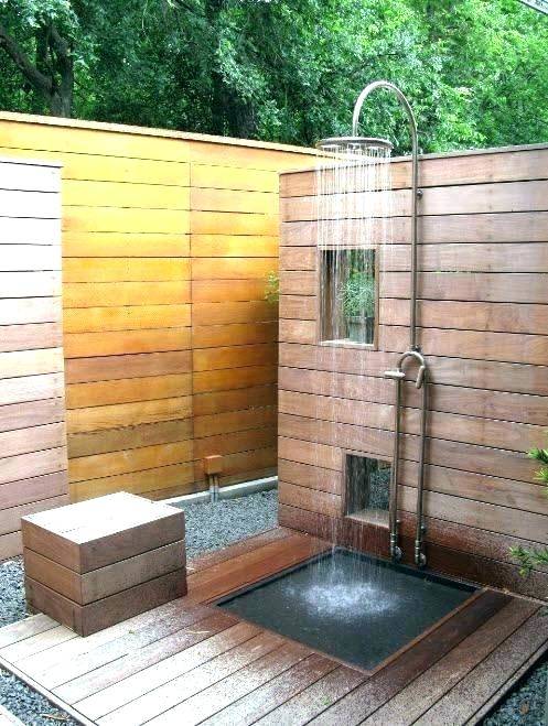 An outdoor shower can be a 'cool' addition to your backyard decorating, at the same time lets you enjoy a cool down this summer