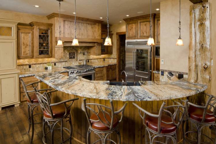 Open dining space in a modern ranch house kitchen